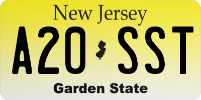 NJ license plate A20SST