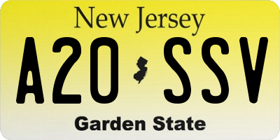 NJ license plate A20SSV