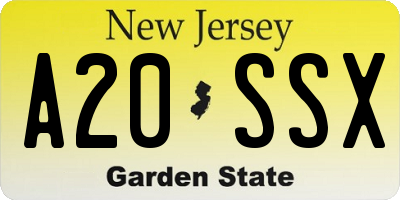 NJ license plate A20SSX