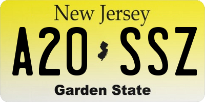 NJ license plate A20SSZ