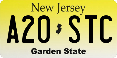 NJ license plate A20STC