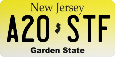 NJ license plate A20STF