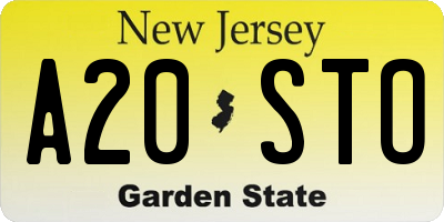 NJ license plate A20STO