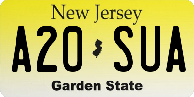 NJ license plate A20SUA