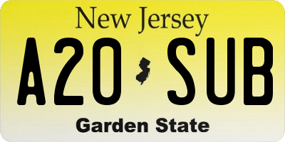 NJ license plate A20SUB
