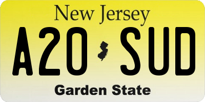 NJ license plate A20SUD