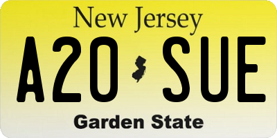 NJ license plate A20SUE