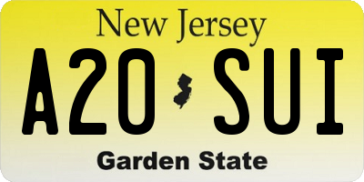 NJ license plate A20SUI