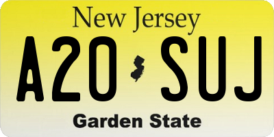 NJ license plate A20SUJ