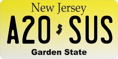 NJ license plate A20SUS
