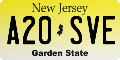 NJ license plate A20SVE