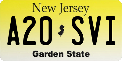 NJ license plate A20SVI