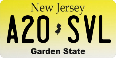 NJ license plate A20SVL
