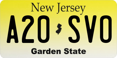 NJ license plate A20SVO