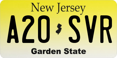 NJ license plate A20SVR