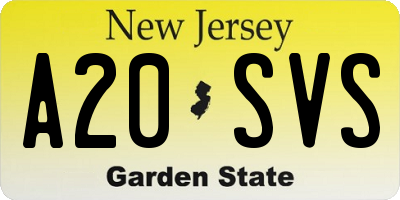 NJ license plate A20SVS
