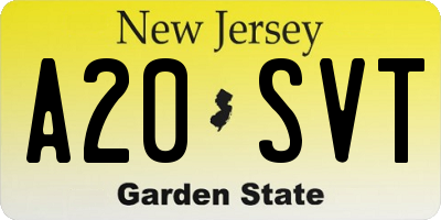 NJ license plate A20SVT