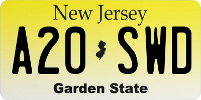NJ license plate A20SWD