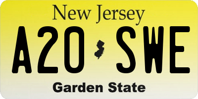 NJ license plate A20SWE