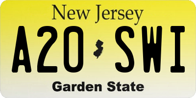 NJ license plate A20SWI