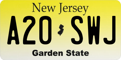 NJ license plate A20SWJ