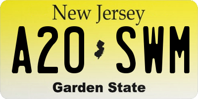 NJ license plate A20SWM