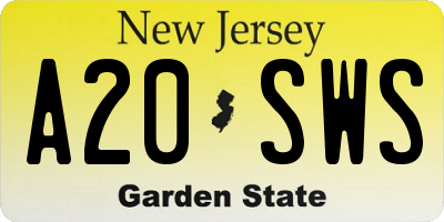 NJ license plate A20SWS