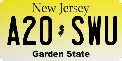 NJ license plate A20SWU