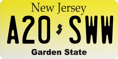 NJ license plate A20SWW