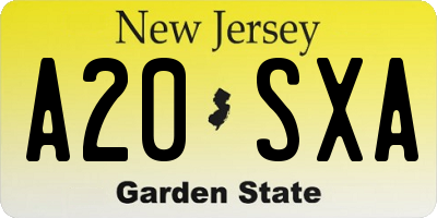 NJ license plate A20SXA