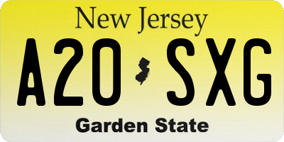 NJ license plate A20SXG