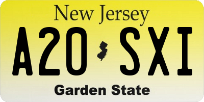 NJ license plate A20SXI