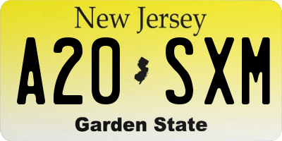NJ license plate A20SXM