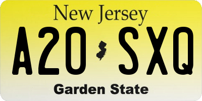 NJ license plate A20SXQ