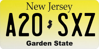 NJ license plate A20SXZ