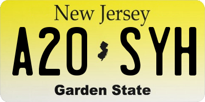 NJ license plate A20SYH