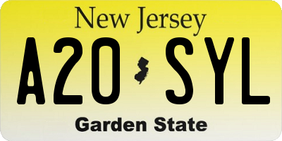 NJ license plate A20SYL