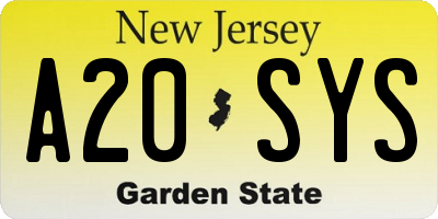 NJ license plate A20SYS