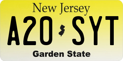 NJ license plate A20SYT
