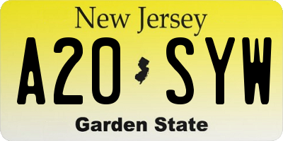 NJ license plate A20SYW