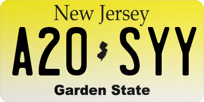 NJ license plate A20SYY
