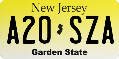 NJ license plate A20SZA