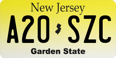 NJ license plate A20SZC