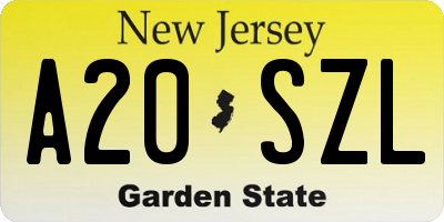 NJ license plate A20SZL