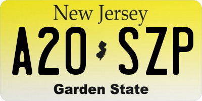 NJ license plate A20SZP
