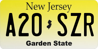 NJ license plate A20SZR