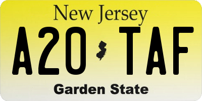 NJ license plate A20TAF