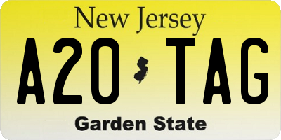 NJ license plate A20TAG