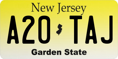 NJ license plate A20TAJ