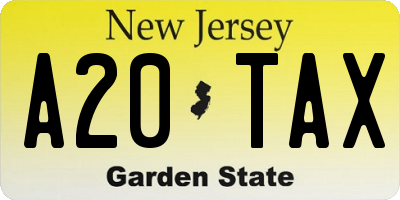NJ license plate A20TAX